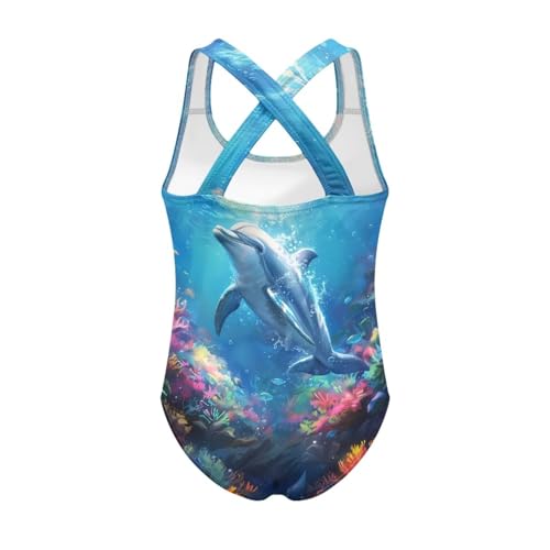 Image of Girls One Piece Swimsuit Teens Cross Back Summer Beach Wear for 5-14Y