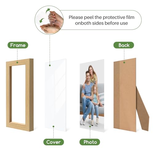 WenYa 6x8 Oak Photo Frames, 4 Pack 8x6 Picture Frames Wall and Desktop Horizontal Vertical 20.3x15.2cm Frames for Family Pictures Display (Oak, 6x8-4pack) - Image 2