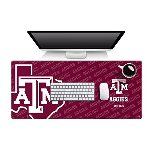 Image of YouTheFan NCAA Texas A&M Aggies Logo Series Desk Pad | Water And Stain Resistant, Heavy-Duty Non-Slip Rubber Backing, Stitched Edge, Fits Under Mouse, Computer And Keyboard