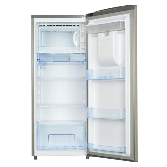 Compact Refrigerator With Humidity-Controlled Crisper, Water Dispenser, And Reversible Door – Stainless Steel Finish on Fridge.com - View 2