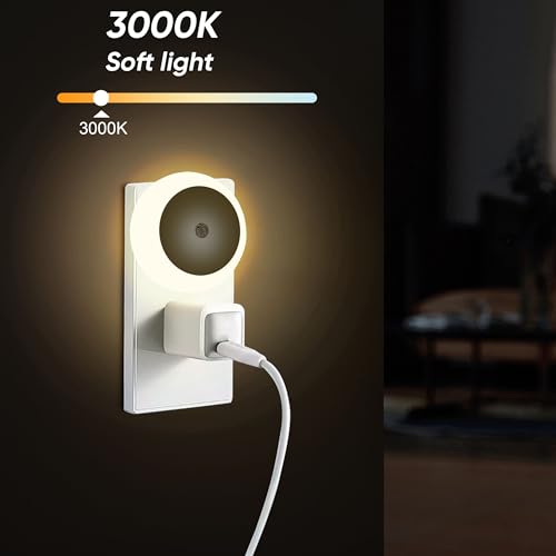 Image of LED Night Lights, Plug into Wall Night Light Lamp 4-Pack, 3000K 0.5W Dusk to Dawn Sensor, Plug in Nightlights Auto-On /Off for Bedroom, Bathroom, Kitchen, Stairs, Hallway Smart Home Warm White