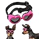 Ptwola Sonnenbrille für Kleine Hunde UV-Schutzbrille Herzförmige Beschlagfreie Winddichte Brille Rosa Hundebrille mit Einstellbarem Gummiband für Outdoor-Aktivitäten und Foto-Requisiten