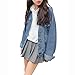 Dasior Women's Denim Jacket Long Blue Jean Jackets Button Down Casual Boyfriend Oversized Loose Coat (Blue, Large)
