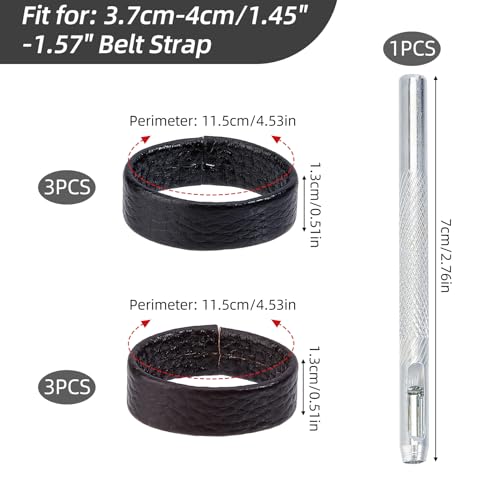 NICENEEDED 6 PCS Leather Loop Keeper with 1 Puncher, Replacement Cowhide Strap Holder Retainer Band, Hold Extra Length Straps Belt Accessories for 1.5"-1.6" Wide2