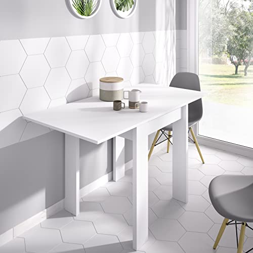 Table salle à manger extensible blanche DEKIT BOK | Solution gain de place pour petits salons