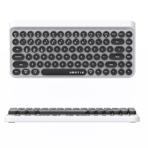Image of UBOTIE Portable Bluetooth Colorful Computer Keyboards, Wireless Mini Compact Retro Typewriter Flexible 84Keys Design Keyboard (New Black White)