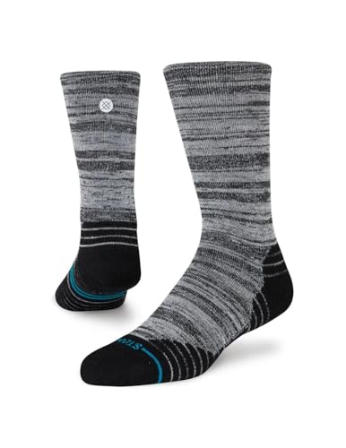 Stance Mid Wool Crew - Calcetines unisex - Diseño de puntera sin costuras - Amortiguación media - Talón y puntera reforzados, Negro -, LG (US Men's Shoe 9-13, Women's Shoe 11-14)