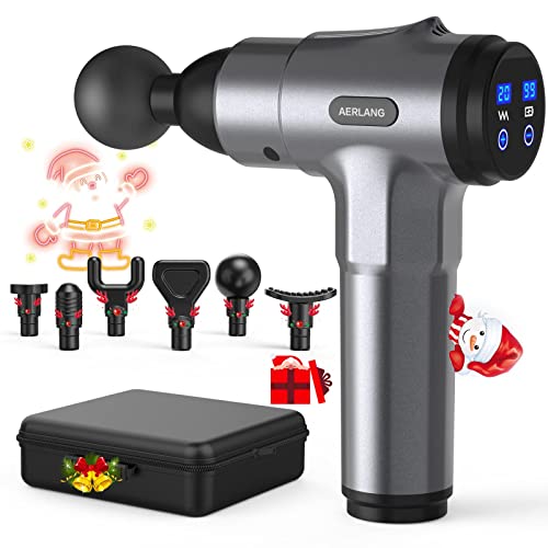 AERLANG Muscle Massage Gun, Portable Handheld Percussion Massager Gun with 6 Massage Heads, Massage Gun Deep Tissue with 20 Speeds LCD Screen and Carrying Case for Athletes to Relief Pain and Relax