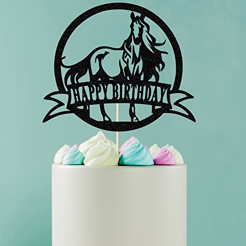 Bejotaa Horse Happy Birthday Cake Topper，Horse Racing Party Cake Decoration For Kids Boy Men Birthday Party Supplies #TOP3