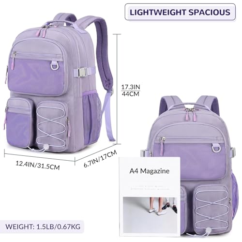 Image of Lohol Water Resistant Backpack with Mulitiple Pockets for Travel Outdoor College, 15.6 inch Laptop Bookbag for Girl and Women (Purple)