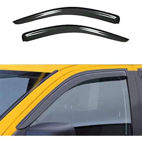 VIOJI 2pcs Compatible with 02-08 Ram 1500 03-09 2500 3500 2D Regular Cab Truck Dark Smoke Out-Channel Outside Mount Style Wind Sun Rain Guard Vent Shade Deflector Window Visors Cover