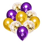 50PCS Purple Balloon Garland with Gold Confetti Balloons Kit, 12 Inch Premium Latex Balloons for...