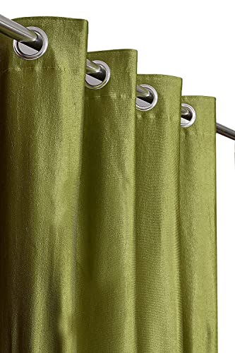 Image of Curtains 9 Feet Long for Living Room - Long Door Curtains Set 1 Pcs Panel, Solid Parda for Home Decor & Office Green Colour 9 feet (48 x 108 Inch) - 1 Pcs