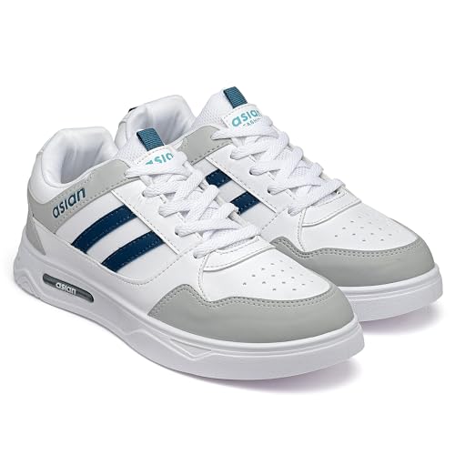 Image of ASIAN Men's BOSTON-02 White Casual Sneaker Shoes with Synthetic Upper Lightweight Comfortable Mid Top Sneaker Shoes for Men's & Boy's
