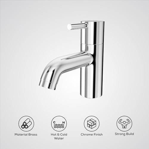 Image of GLOXY Premium Deck Mount Pillar Tap for Bathroom with Chrome Finished Royal Lever - Single Lever Wash Basin Tap for Bathroom, Gardens & Kitchen Sinks - 10 Years Warranty