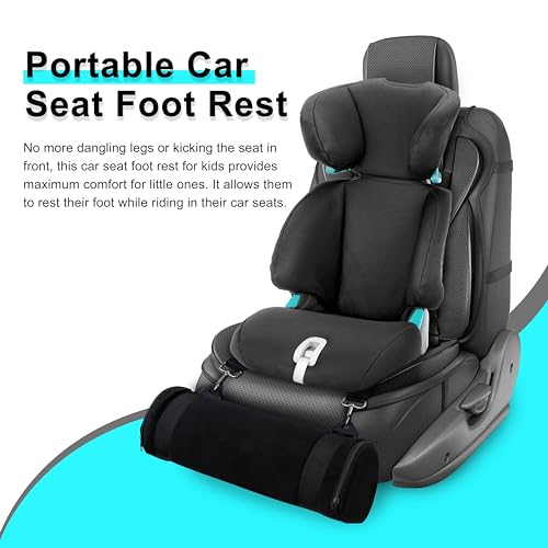 Image of Car Seat Foot Rest,Car Seat Foot Rest for Kids-Booster Seat Foot Rest-Convenient Car Accessories for Kids - Supportive Car Seat Leg Rest Pillow for Toddlers - Long Adjustable Strap (Black)