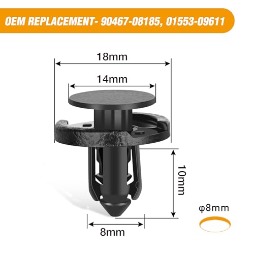 Image of GOOACC 25PCS Push-Type Bumper Clips Compatible for Toyota & Lexus 90467-08185 and Nissan Maxima 01553-09611