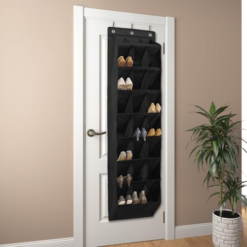 KHZSPP 1 Pack Shoe Organizer,Over the Door Hanging Shoe Rack for Closet with Large Pocket,Door Hanger,Door Shoe Storage Rack with 24 Pockets for Narrow Door 61.1 x 16.5 x 6.69 inches