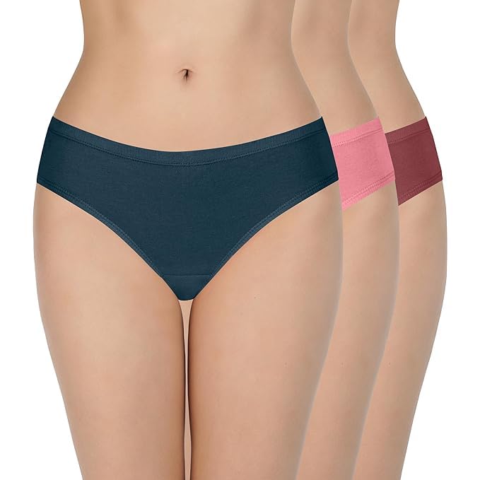 Every de Solid Low Rise Three-Fourth Coverage Cotton Bikini Panties (Pack of 3)-image-16