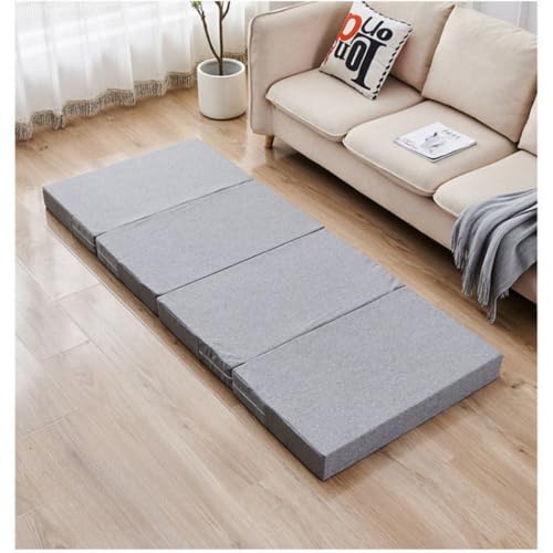 マットレス シングル 四つ折り ごろ寝マット 高反発 敷き布団 折り畳み お昼寝マット 軽量 取っ手付き 洗えるカバー 体圧分散 防ダニ 抗菌 車中泊 仮眠 キャンプ 来客用 ソファーマットレス (薄灰色)