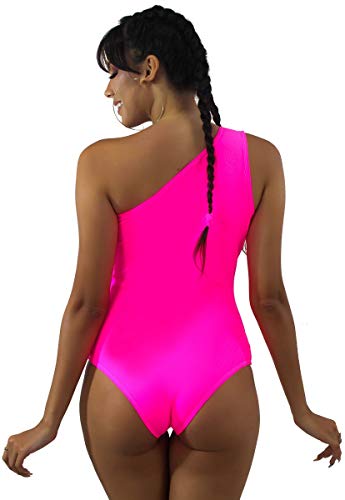 Maiô Body Neon Um Ombro Só Rosa