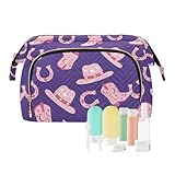 VIGTRO Pink Cowboy Boots Hats Makeup Bag Quilted...
