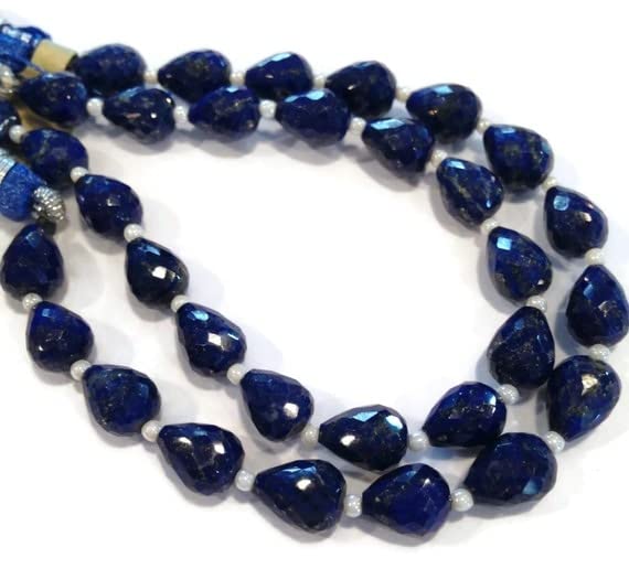 Lapis lazuli micro-facetté de qualité supérieure taillé en gouttes régulières