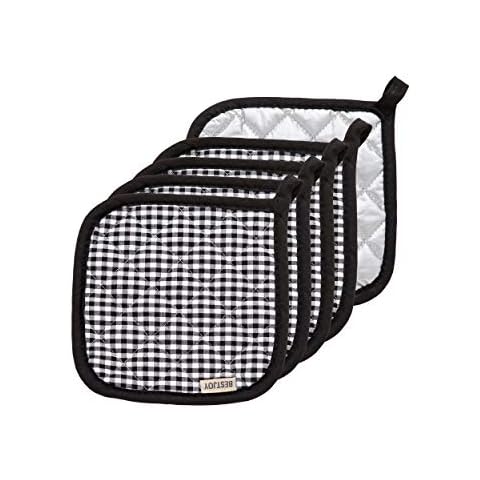 Bestjoy Cotton Pot Holders (Set of 5) with Heat Resistance Cover