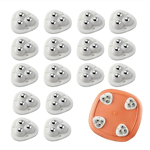 Mini roulette pivotante autocollante 360° blanche pour bac de rangement Lot de 16