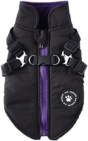 JstDoit Dog Coat Jacket with Harness for Puppy Small Medium Dogs, Waterproof and Warm Dog Winter Clothes Dog Sport Vest for Yorkies Chihuahua French Bulldog (XS, Red)
