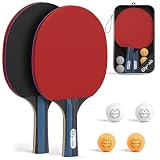 Glymnis Tischtennisschläger, Tragbares Tischtennis Set mit Tischtennisschläger, Tischtennisbälle und Aufbewahrungstaschec für Anfänger, Familien und Profis