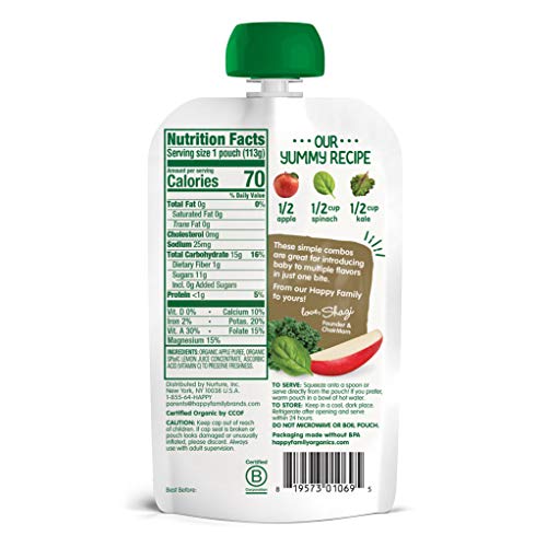 Happy Baby, Organic Stage 2 Food Simple Combos Apples 4Oz , Spinach Apple Kale, 64 Ounce (Pack Of 2) #TOP3