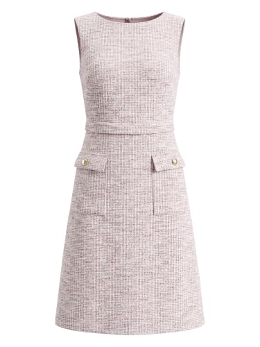 Image of Hobemty Women's Sleeveless Tweed Dress Boat Neck Work Office Sheath Dresses