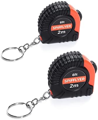 Spifflyer 2 Pack Small Tape Measure Keychain Mini Measuring Tape Retractable 6ft 2M, Metric and Inch