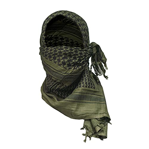 M Mcguire Gear Shemagh Tactical Scarf, Middle Eastern Desert Scarf, Keffiyeh, Military Style, 100% Cotton, 42" X 42", Bandana, Hood, Od/Tan #TOP2