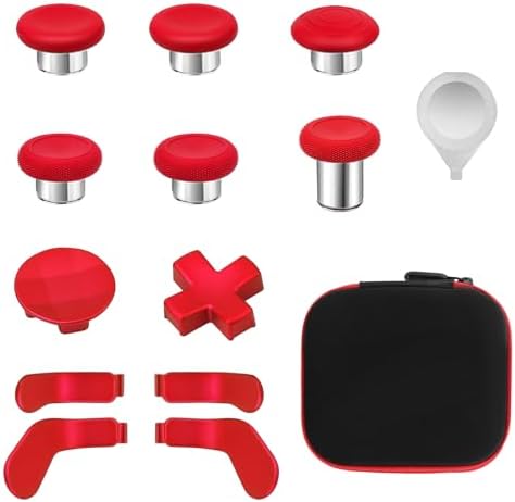 Accessories for Xbox One Elite Series 2 Controller(Model 1797), Metal Thumbsticks Paddles Joysticks Replacement Parts Kits Compatible with Xbox Elite Wireless Controller Series 2 Core(Red)