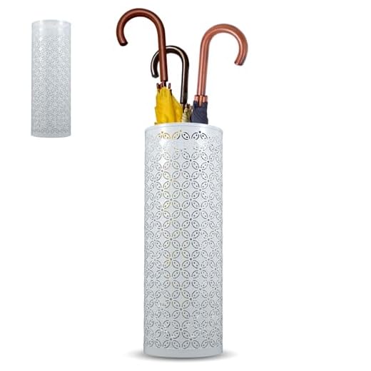Portaombrelli economici 6 Portaombrelli in metallo, 15 x 15 x 42 cm, autoportante, decorativo, multiuso, per ingresso, casa, hotel, ufficio, portico (bianco)