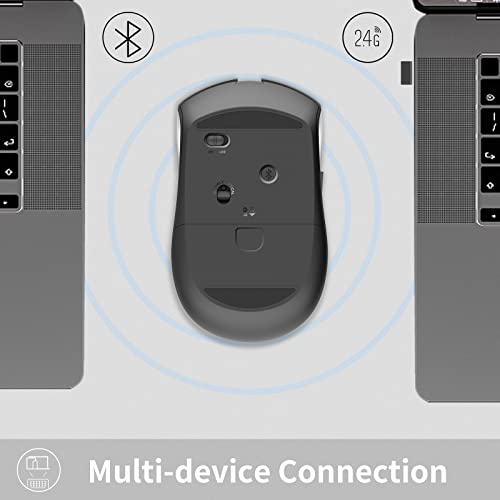 Rapoo Bluetooth Mouse, 7200M Multi-Device Silent Wireless Mice, 4 Adjustable Dpi, Support Up To 3 Devices, Portable Optical Mice For Laptop Windows Pc Tablet, Black #TOP1