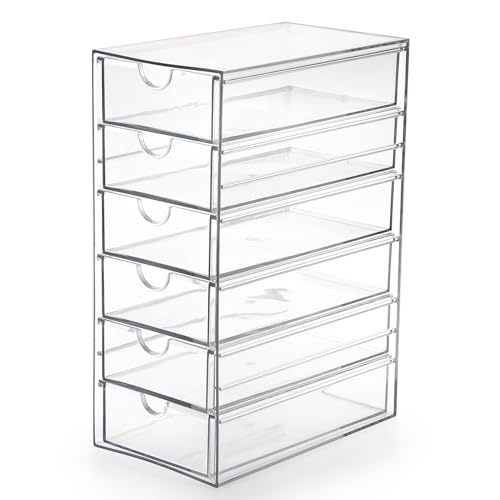 SUMTree Boîte de Rangement Transparente en Acrylique pour accessoiresde Coiffure avec 6 tiroirs, Organisateur de tiroir pour la Salle de Bain, Le Placard,...