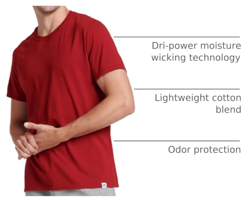 Image of Russell Athletic Mens Dri-Power Short Sleeve Tees, Moisture Wicking, Odor Protection, UPF 30+, Sizes S-4x
