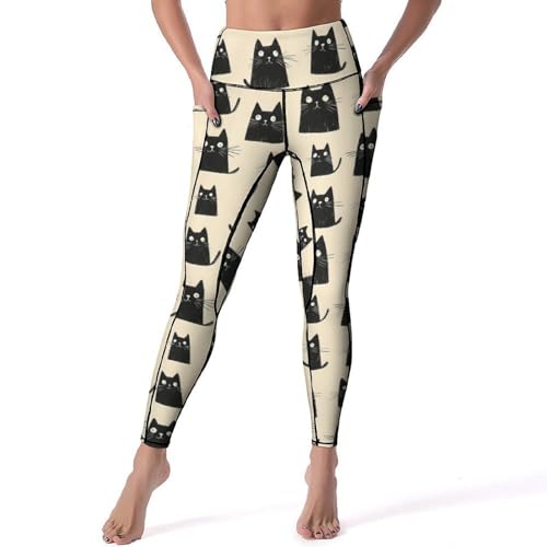 Legging d'entraînement avec poches : confort stretch chat noir