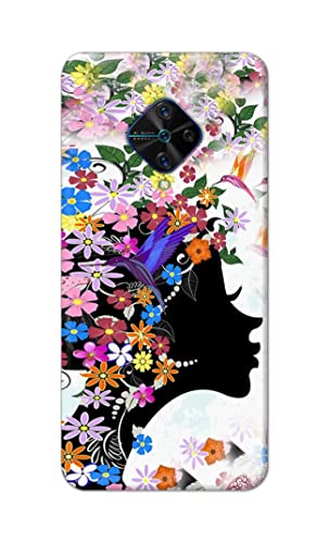 Image of Printed Hard Back Cover Case for Vivo S1 Pro Back Cover (Floral Hairstyle Girl) -1803