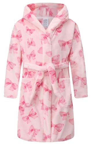 Image of Girls Fleece Robe Boys Hooded Bathrobe Soft Flannel Robe For Kids