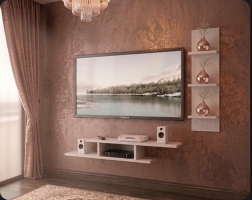 Image of Bros Moon Engineered Wood 48 inches Base TV Stand with Storage Shelf and Foot Pad Entertainment Console for Set Top Box, Books & Decor, Wenge White Finish (Suits tv Upto 48 inches)