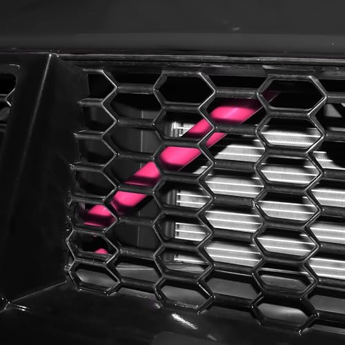 Image of KUNGKIC For 2024 2025 Mustang Grill Inserts Trims ABS V Brace Stripes Wrap Covers Exterior Car Accessories (Pink)
