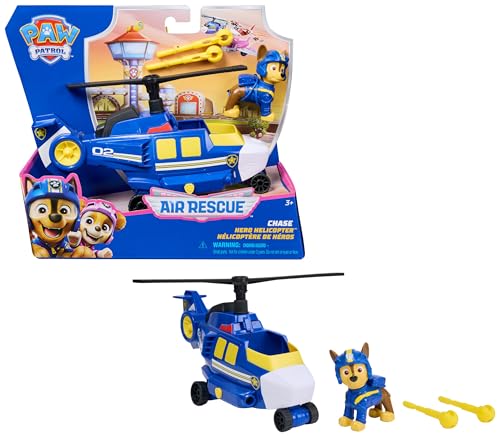 Patrulha Canina - Pack figura Chase Air Rescue e Helicóptero Lança PROJECTILES - Patrulha Canina brinquedos - presente para criança 3 anos - 6071173 - brinquedos crianças 3 anos +