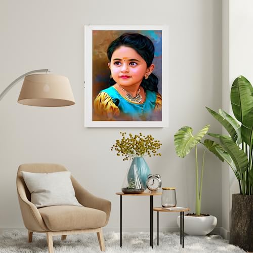 Image of Jadoun Customised and Personalised Oil Painting Square Frames for Wall Display Frame MDF Good Look Well Home Decor|Festival Birthday Gift|Anniversary Gift|Wall Decor (White 8x10 Inches)