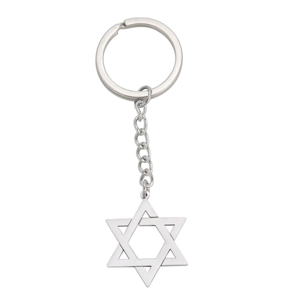 GenericStar David Stainless Steel Keychain Israel Jewish Women Wholesale Men Amulet F8M2 Jewelry Trend 2024 Keyring Hexagram