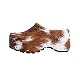 XOBZJH Luxury Studded Platform Real Fur Clogs with Natural Calf Hair, Leather Lining, Memory Foam Arch Support, Designer Cowhide Mules for Women 2025