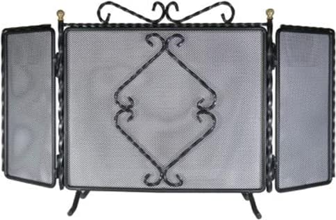 Parascintille in Ferro Battuto mod. Treccia 3 Ante 95X50Cm (64.B)